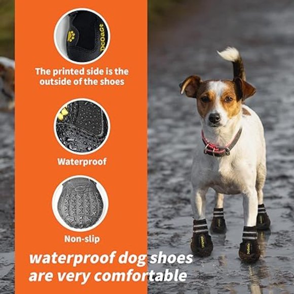 Waterproof Breathable Reflective anti-slip Large Dog Boots to protect paws EUC - Picture 4 of 7
